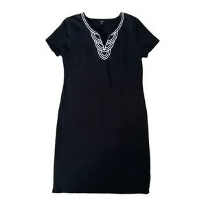 Talbots Black Notch Collar Sheath Dress | Women’s Medium Petite | Cotton